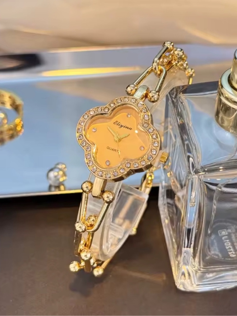 Golden Camellia Jewel Bracelet Watch
